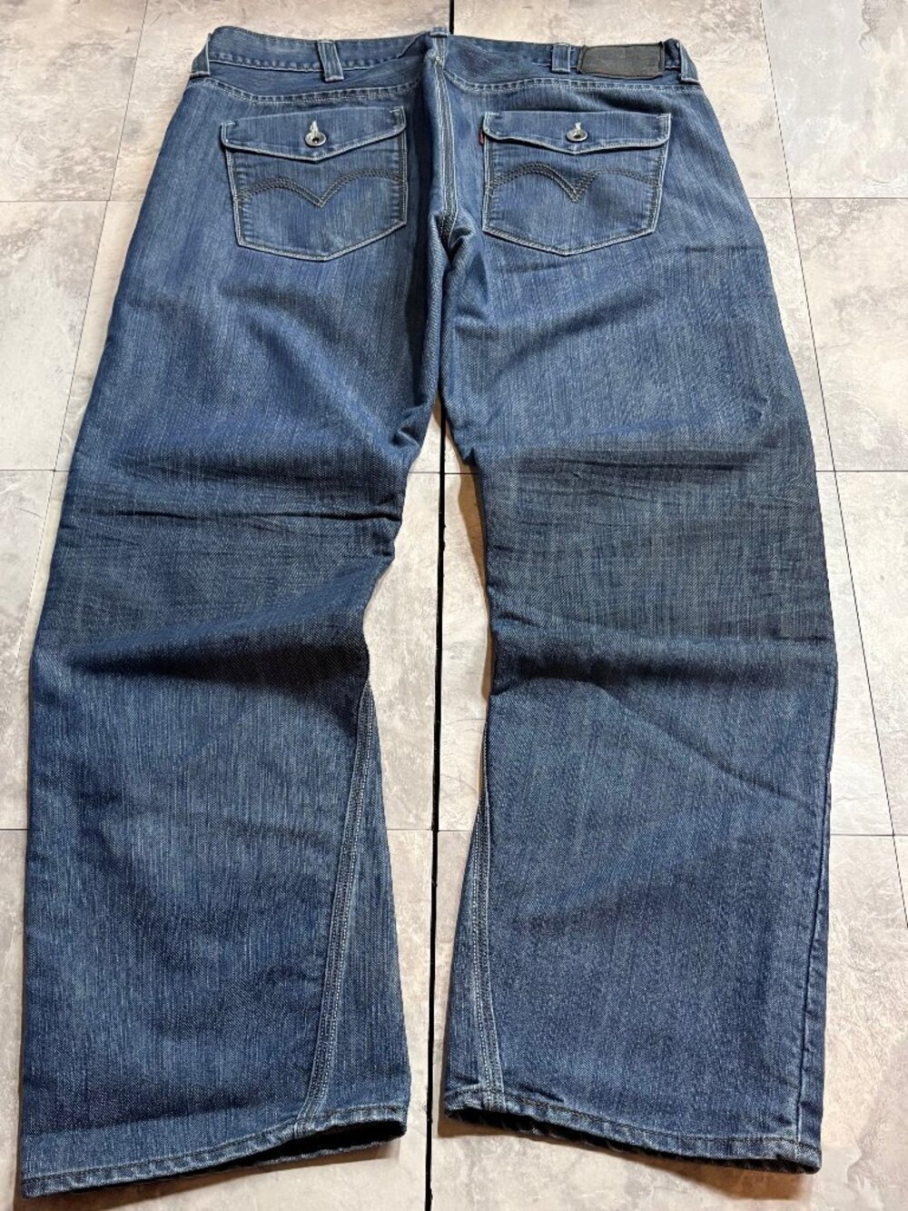 Levi's 514 Slim Straight Jeans Men's 38x30 Dark Indigo Flap Pocket Y2K